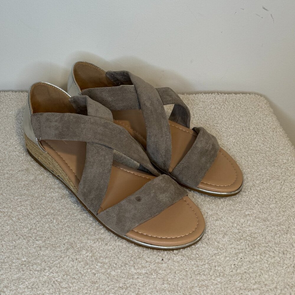 Vintage Havana | Pia Open Toe Wedge Sandal | Grey VH09